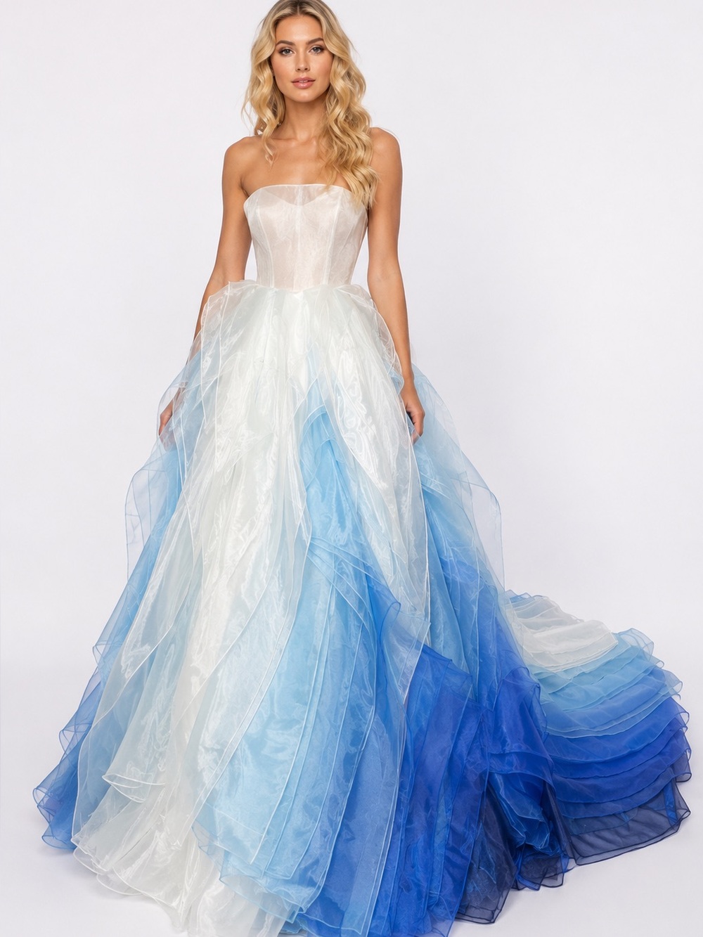 Bridal skirt only. For a wedding gown overlay. White blue and navy size